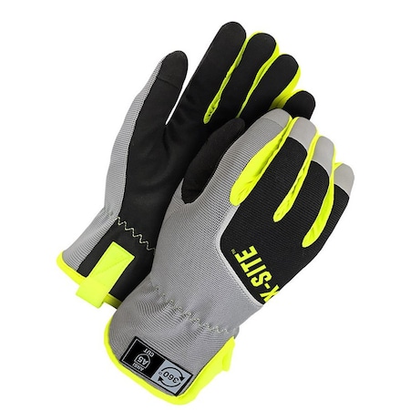 Bdg Mechanics Glove w/Cut Resistant Lining, Slip_On Cuff, Grey/Black, L 20-9-10360-L-K